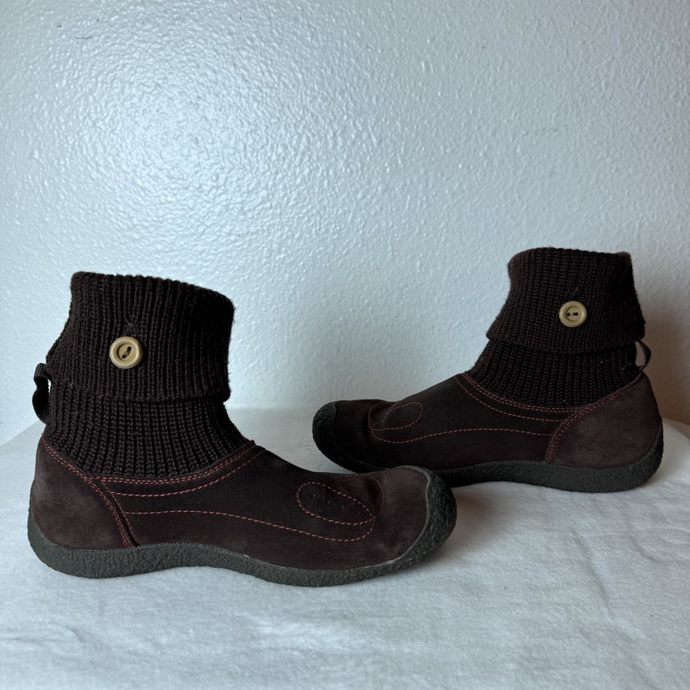Keen Shay Ankle Boots Womens Size 9.5 Brown Suede Knit Cuff Boho Booties Winter - Picture 12 of 14